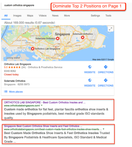 Page 1 of Google Result for Orthotics
